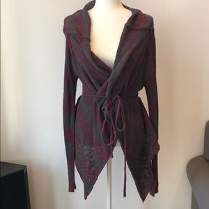 Sweater Shrug Wrap Purple Gray Knit Botique Boho